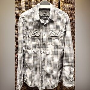 Eddie Bauer- Large Tall, Men’s Gray Striped Button Up Shirt